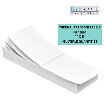 4X6 inch Thermal Transfer Labels Fanfold Requires Ribbon Shipping Labels